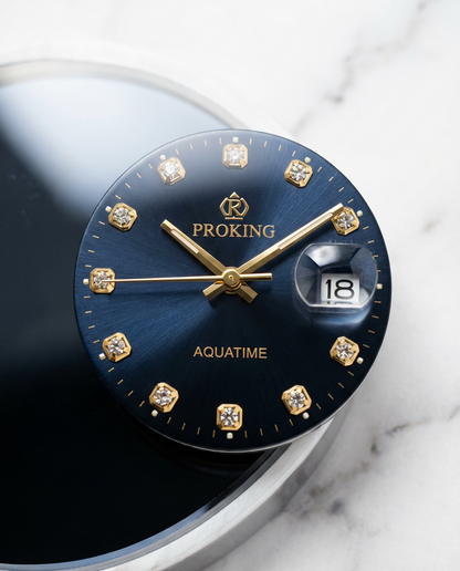 🕰️ PROKING Two-Tone Luxury Men's Wrist Watch – Gold & Silver Stainless Steel, Date Display, Diamond Markers, Water Resistant