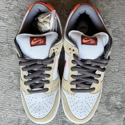 Nike SB Dunk Low Sneakers for Men - Tan, White & Burgundy - Premium Casual Skate Shoes