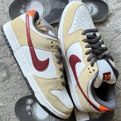 Nike SB Dunk Low Sneakers for Men - Tan, White & Burgundy - Premium Casual Skate Shoes