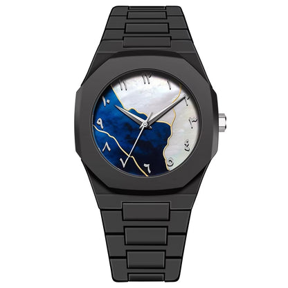 (Luxury/Lifestyle): The Aura Collection: Modern Arabic Dial Watch with Premium Matte Integrated Strap