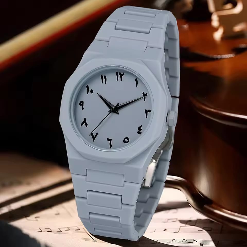 (Luxury/Lifestyle): The Aura Collection: Modern Arabic Dial Watch with Premium Matte Integrated Strap