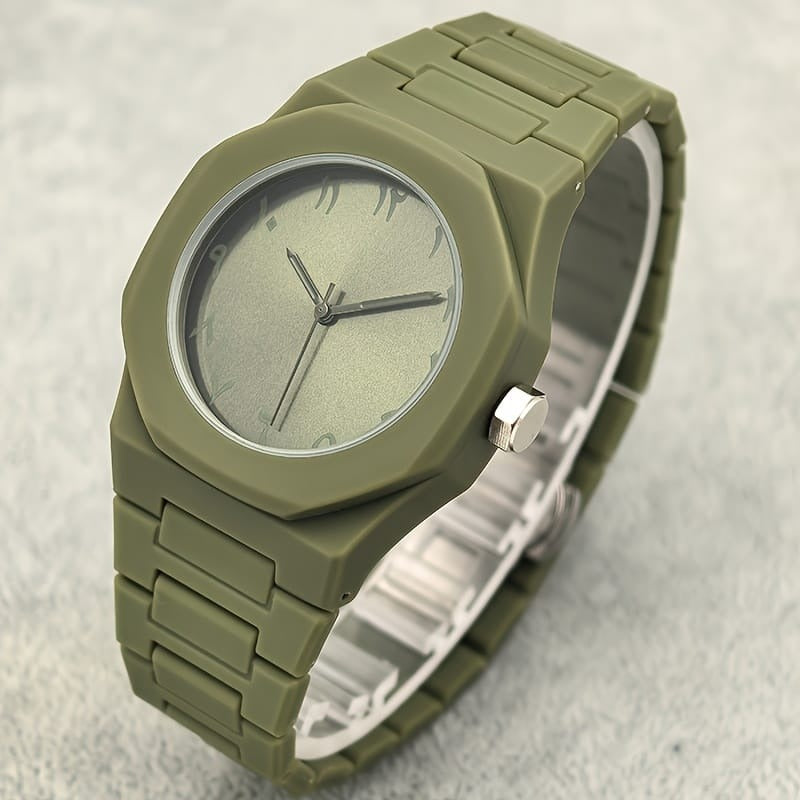 (Luxury/Lifestyle): The Aura Collection: Modern Arabic Dial Watch with Premium Matte Integrated Strap